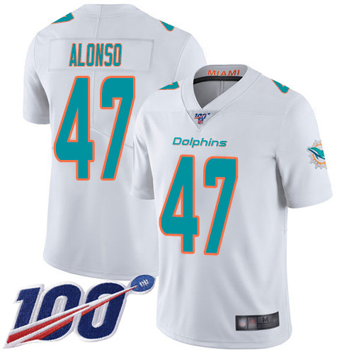Nike Miami Dolphins 47 Kiko Alonso White Men Stitched NFL 100th Season Vapor Limited Jersey